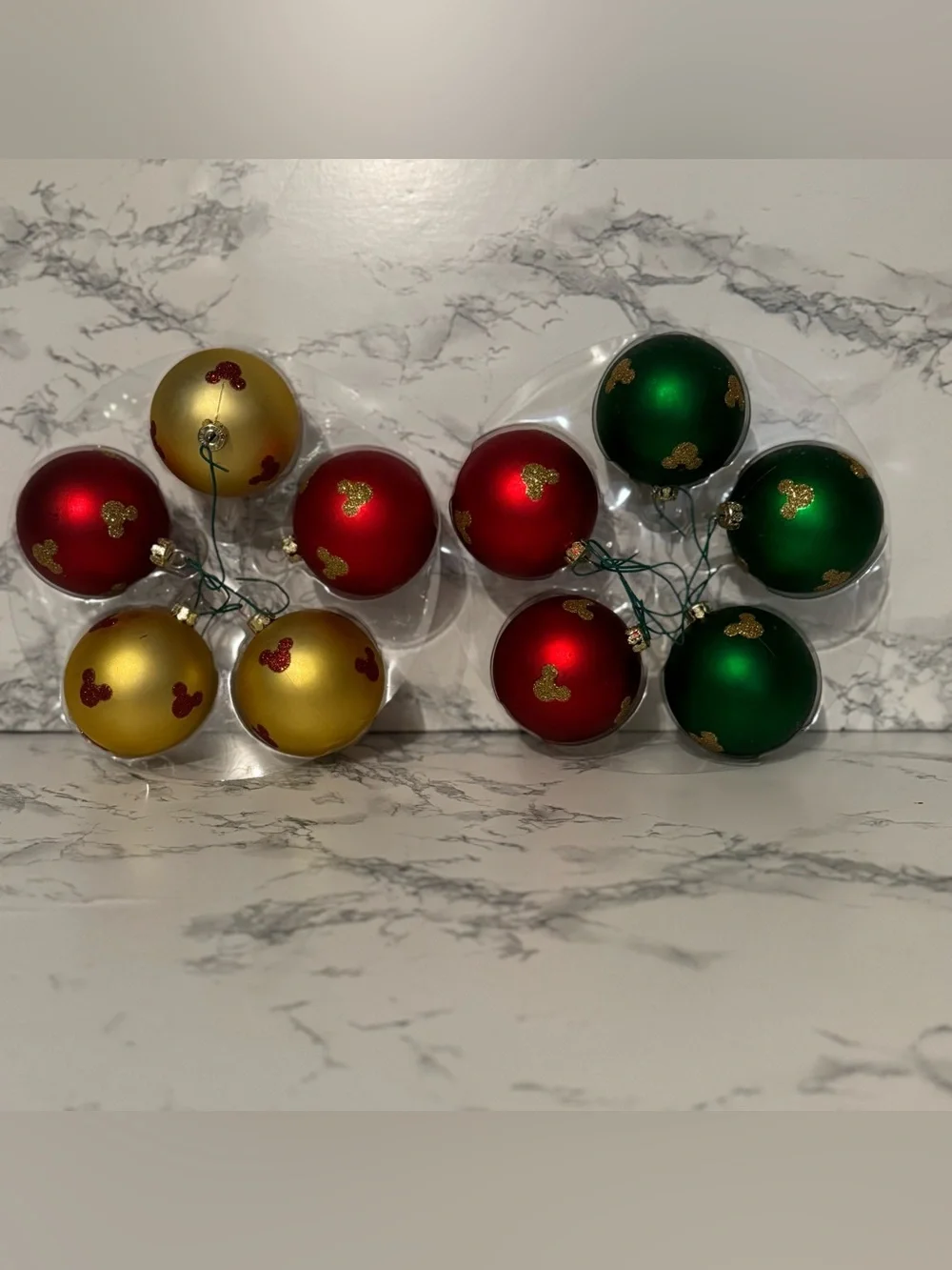 Disney Parks Mickey Mouse Glitter Round Christmas Ornaments - Picture 7 of 10